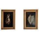 Pair of oil paintings in the neoclassical style depicting dancing nymphs dressed in transparent gowns, dating from the mid-19th century.