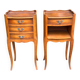 2 Louis XV bedside tables made of curved solid wood with drawers from the 1930s.