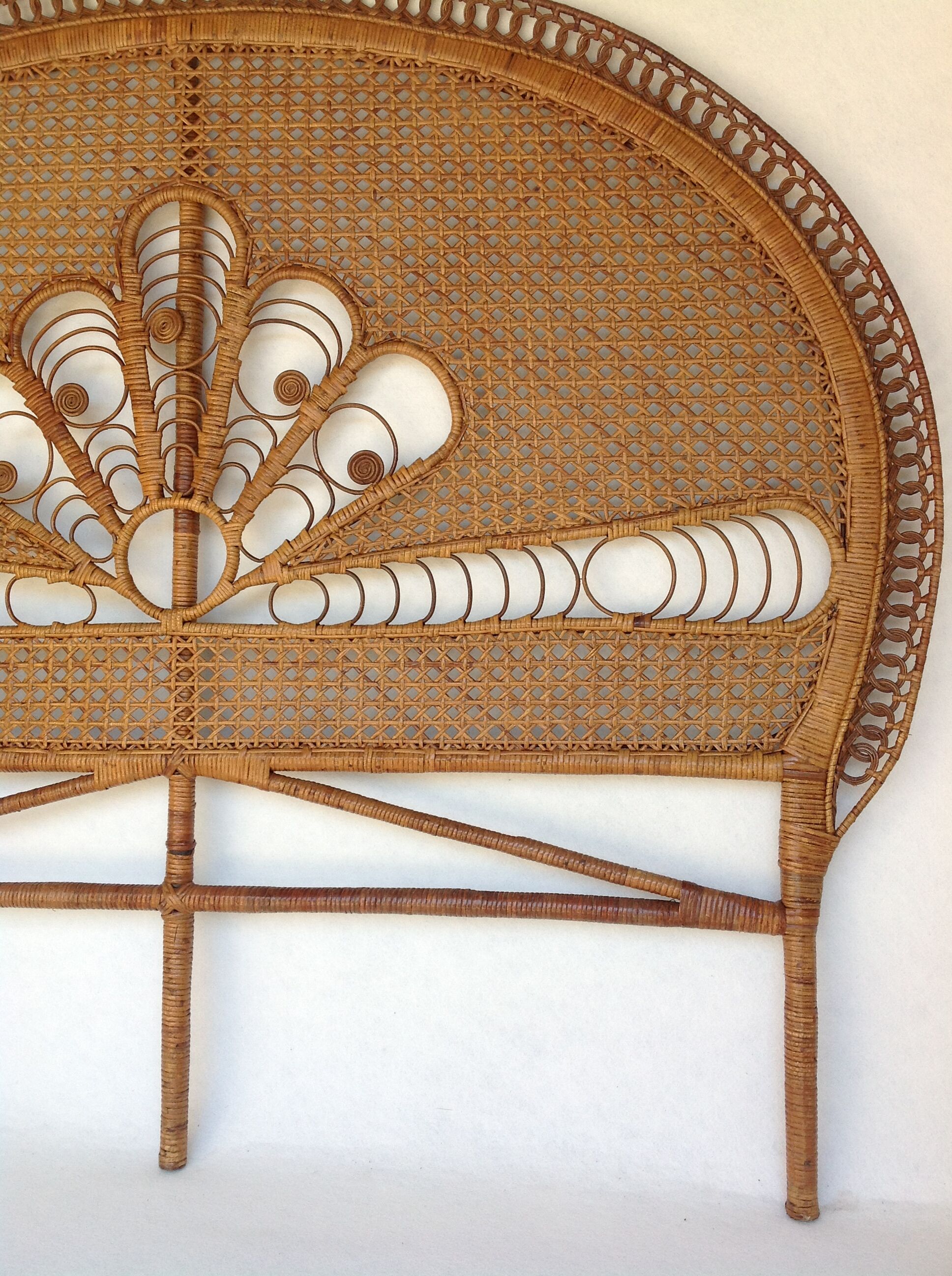 Vintage rattan bed head