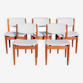 Set of 5 model 197 chairs by Finn Juhl for France&Søn, Circa 1960