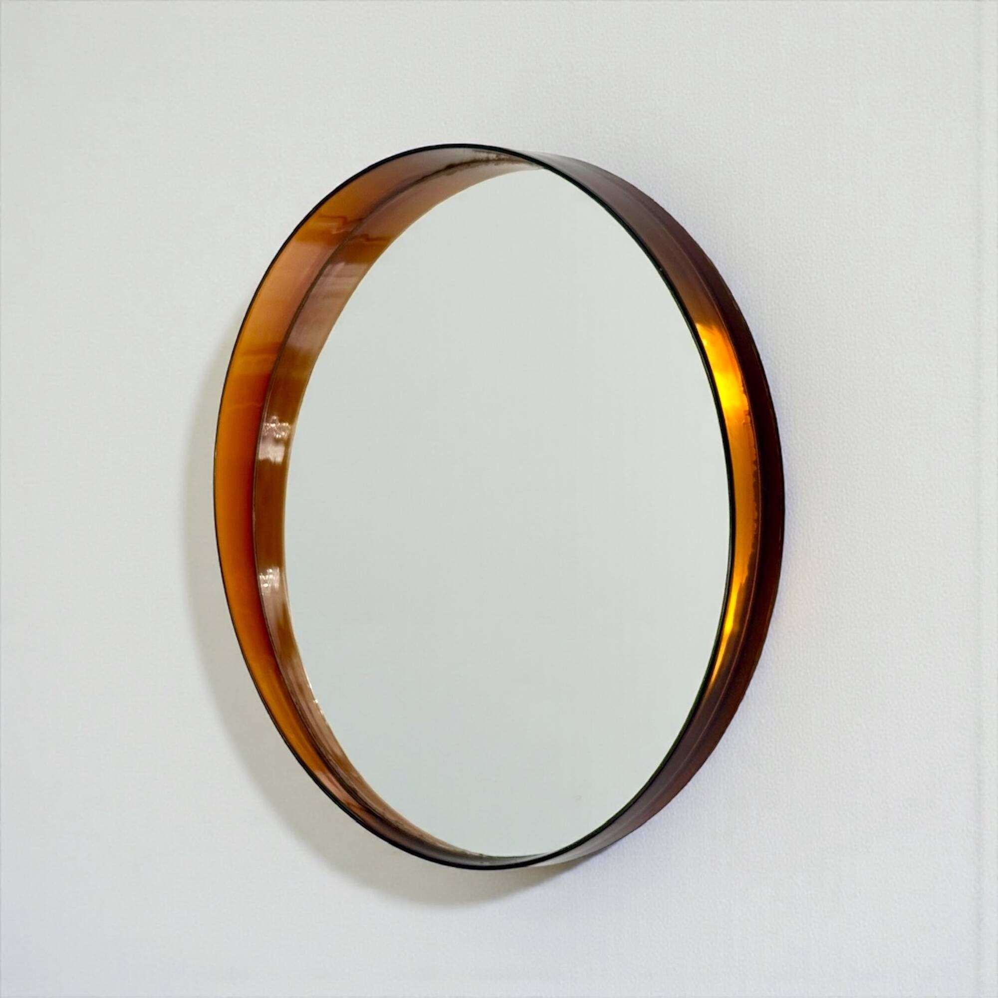 Miroir mural Space Age ambre français années 70