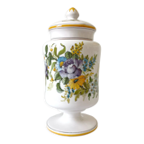 Apothecary pot Rhubarbe signed Lallier earthenware of art of Moustiers