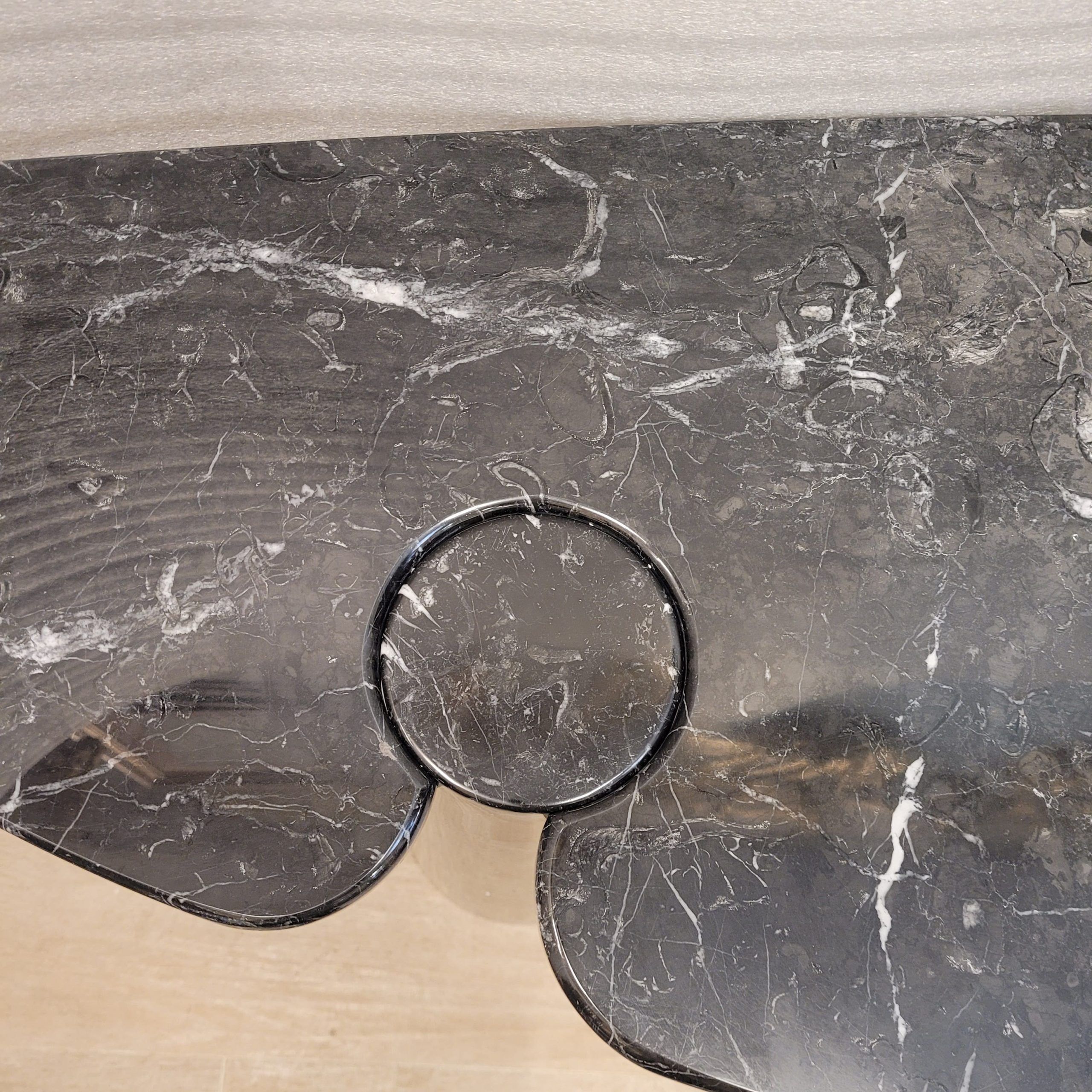 Console EROS, black Marquina marble, Angelo Mangiarotti for Skipper, 1970