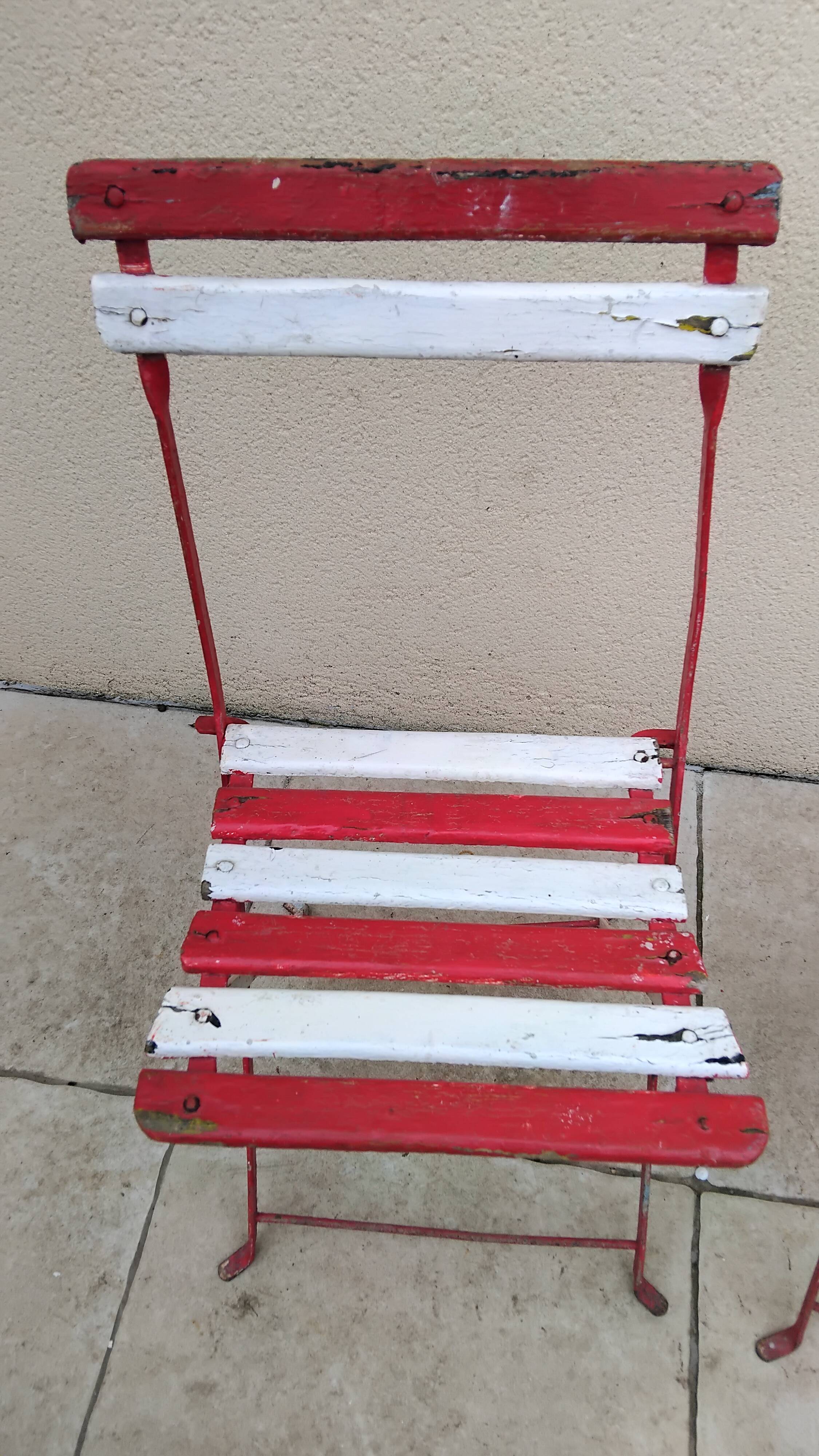 Pair of folding garden bistro chairs, 1900s, vintage