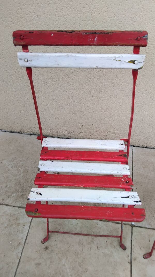 Paire chaises pliantes de jardin bistrot 1900 ancienne vintage
