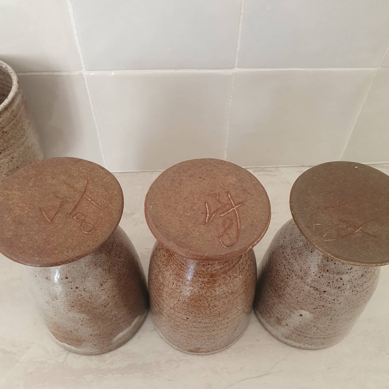 Signed stoneware cups or Mazagran