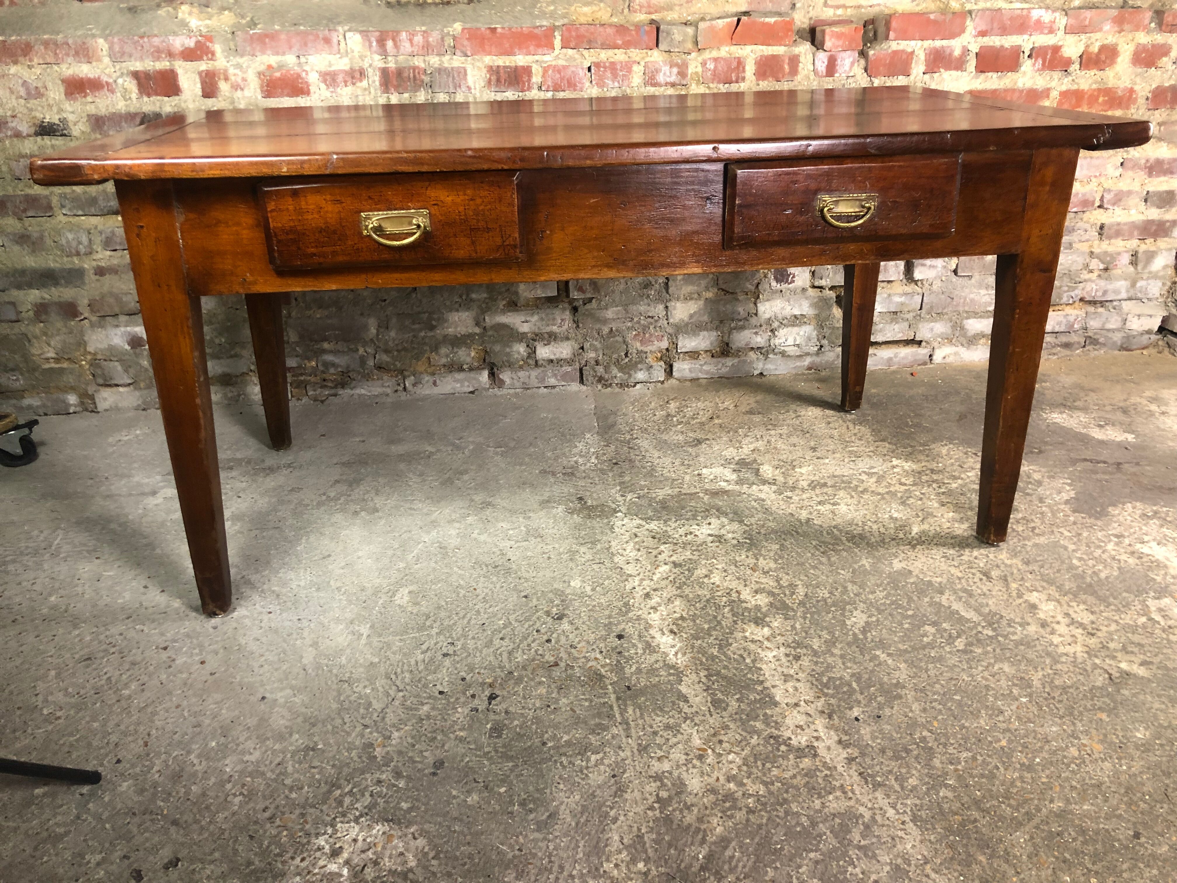 Dark walnut farmhouse table 1900s
