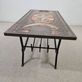 Enameled lava stone coffee table - Jean Jaffeux