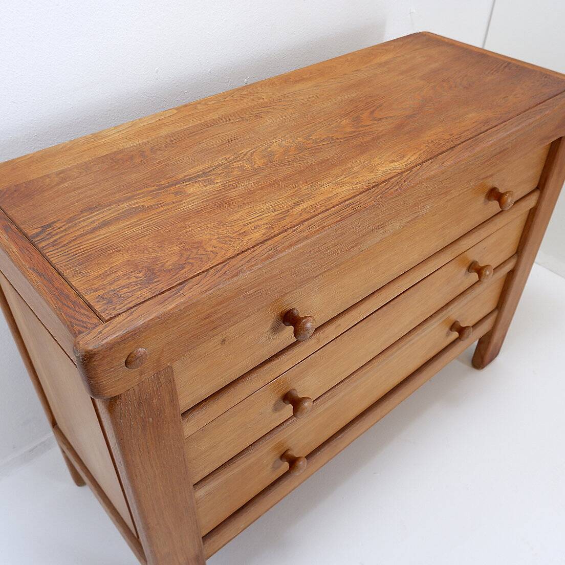 Solid wood chest of drawers in Pierre Chapo style - 1960s