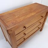 Solid wood chest of drawers in Pierre Chapo style - 1960s