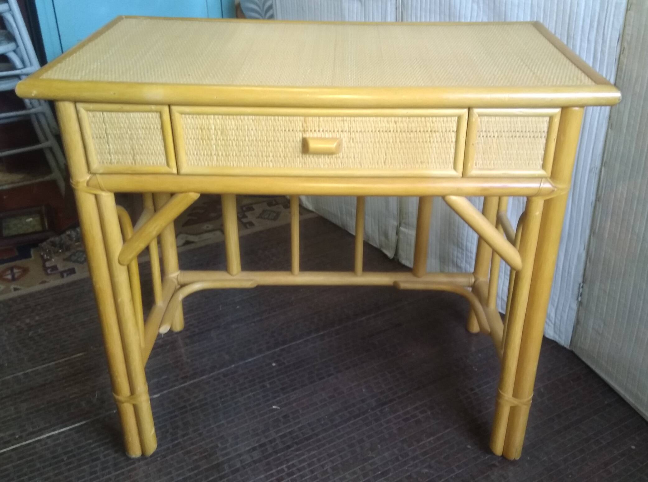 Rattan and bamboo desk or console
