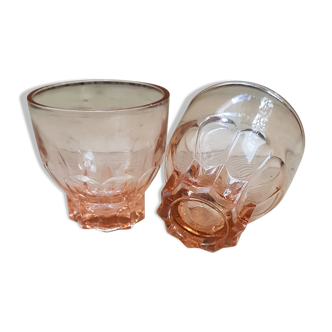 Duo of small pink glasses arcopal arcoroc