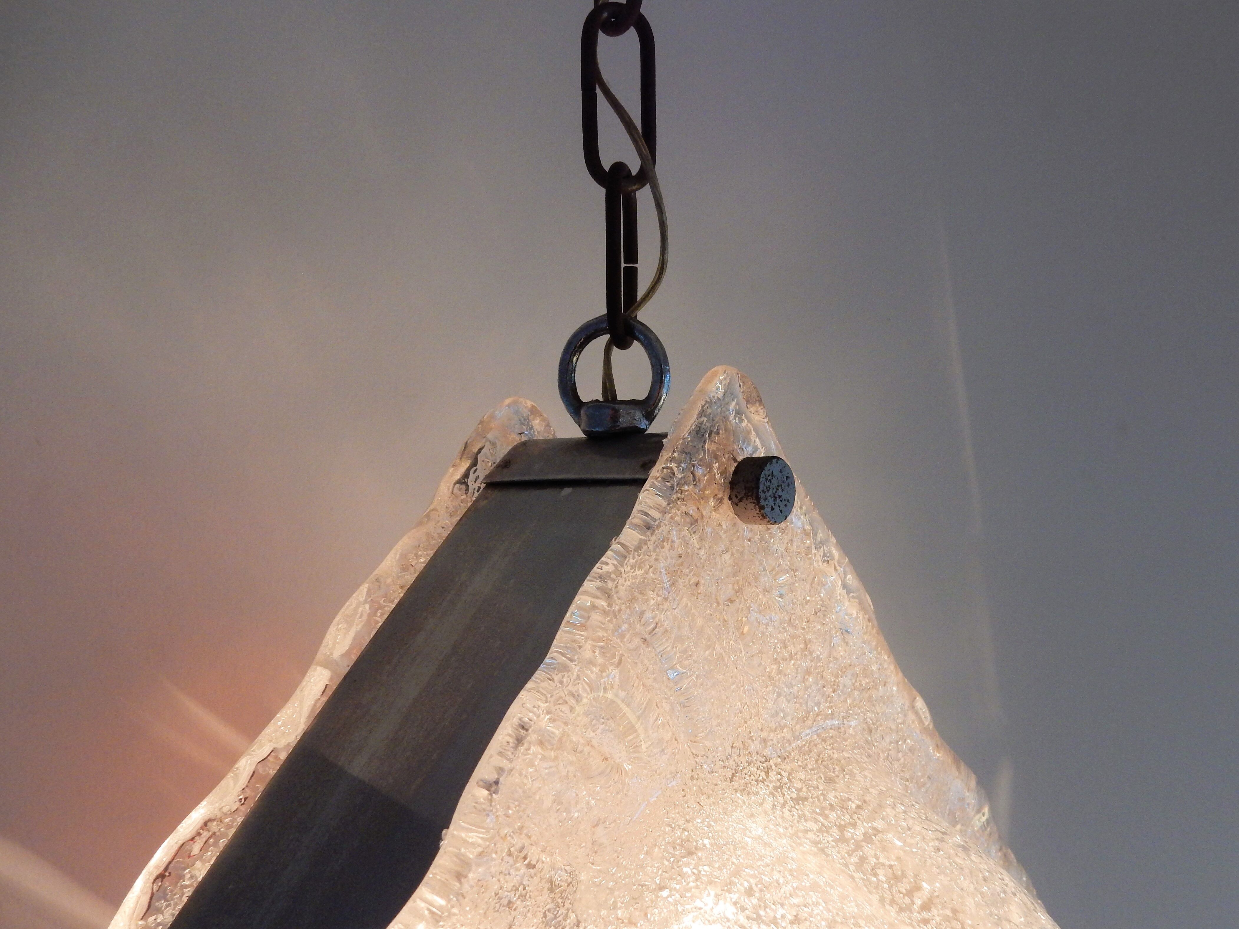 White and amber murano glass pendant lamp, italy, 1960s