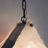 White and amber murano glass pendant lamp, italy, 1960s