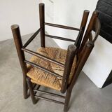 Set of 4 straw chairs from the 50s Dudouyt