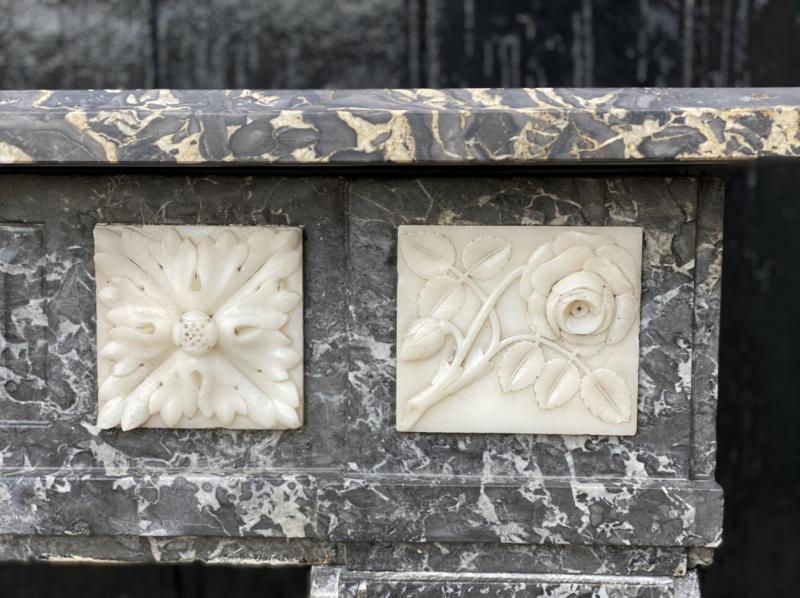 Louis XVI Style Fireplace In Marble Grey Saint Anne And White De Carrara