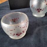 Antique frosted glass nightstand Hand-painted decor