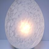 XL egg lamp white speckled glass design 70s H.37 cm