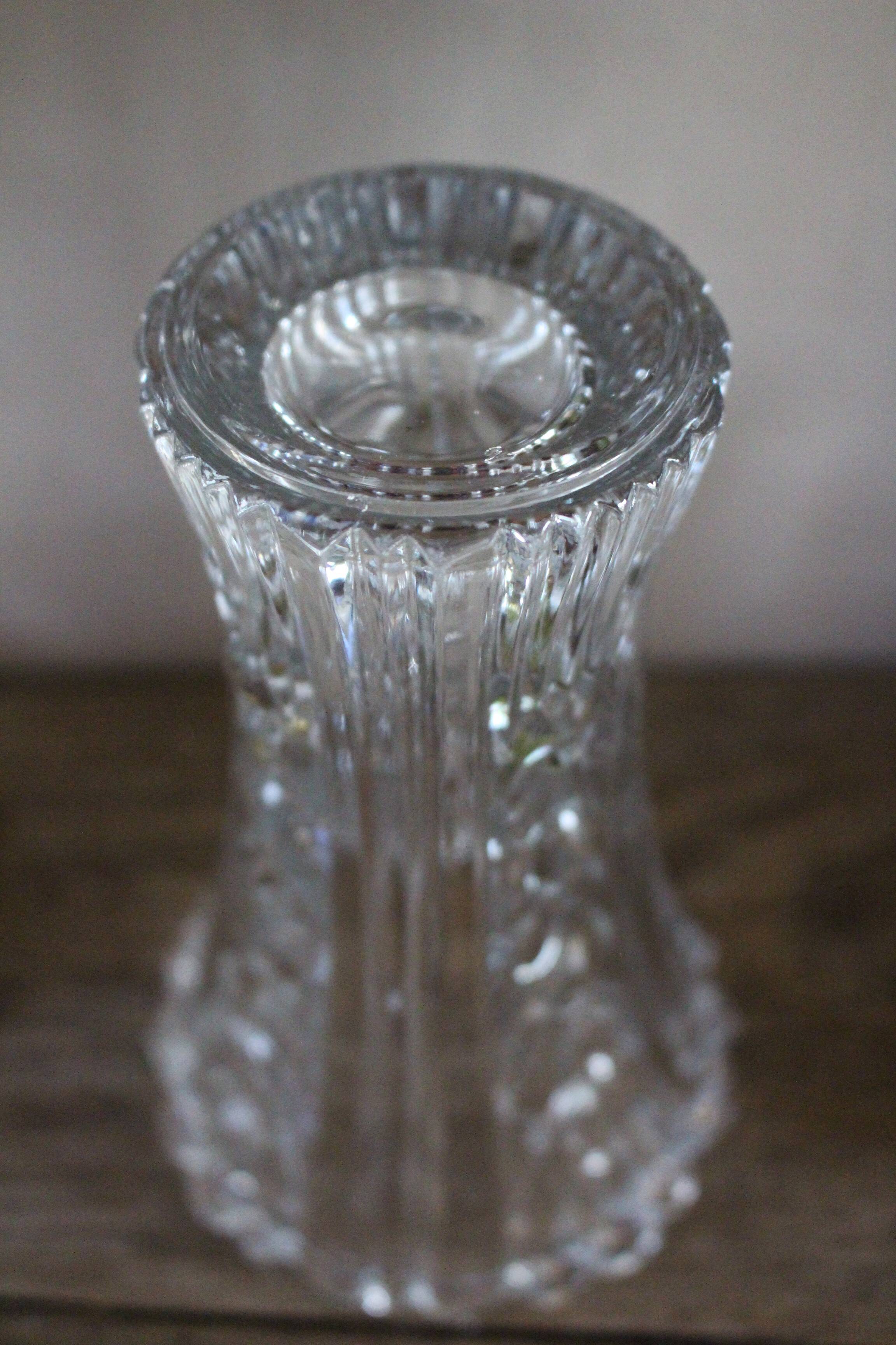 Art Nouveau cut glass vase with flowers