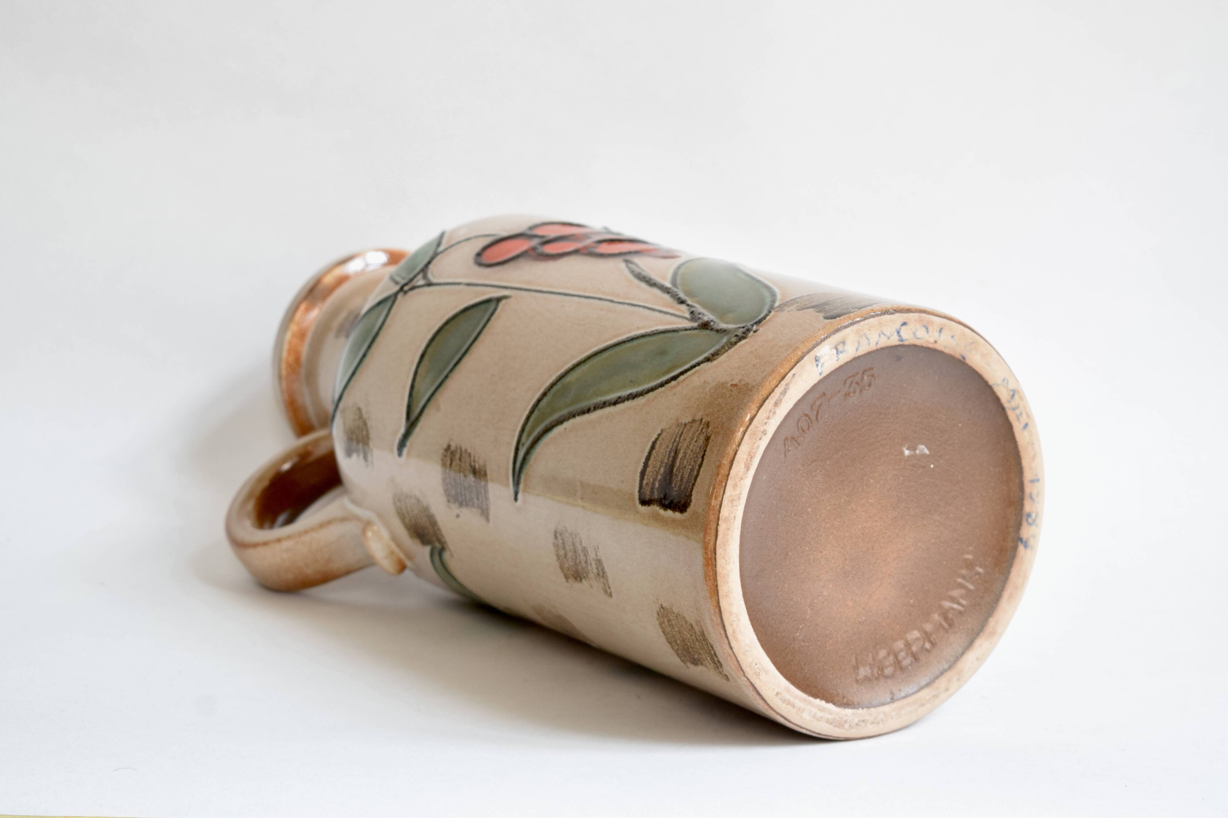 Large Scheurich Keramik ceramic vase with floral decoration - Model 407 35 - West Germany - 1970