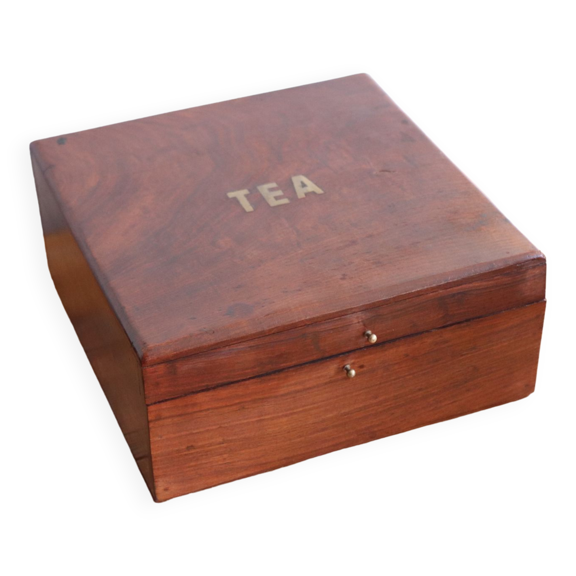 Tea box in wood and brass