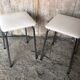 Pair of chromed metal stool + skai seat 1970s vintage