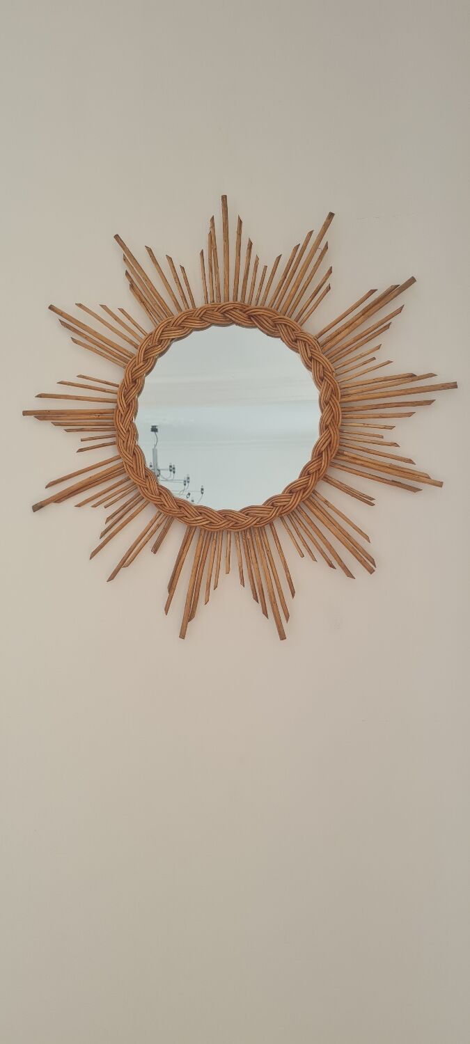 Rattan sun mirror 1960, 55 cm