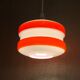 Suspension opaline orange et blanche verre années 60
