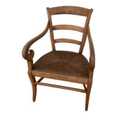Fauteuil paillé en merisier Louis Philippe