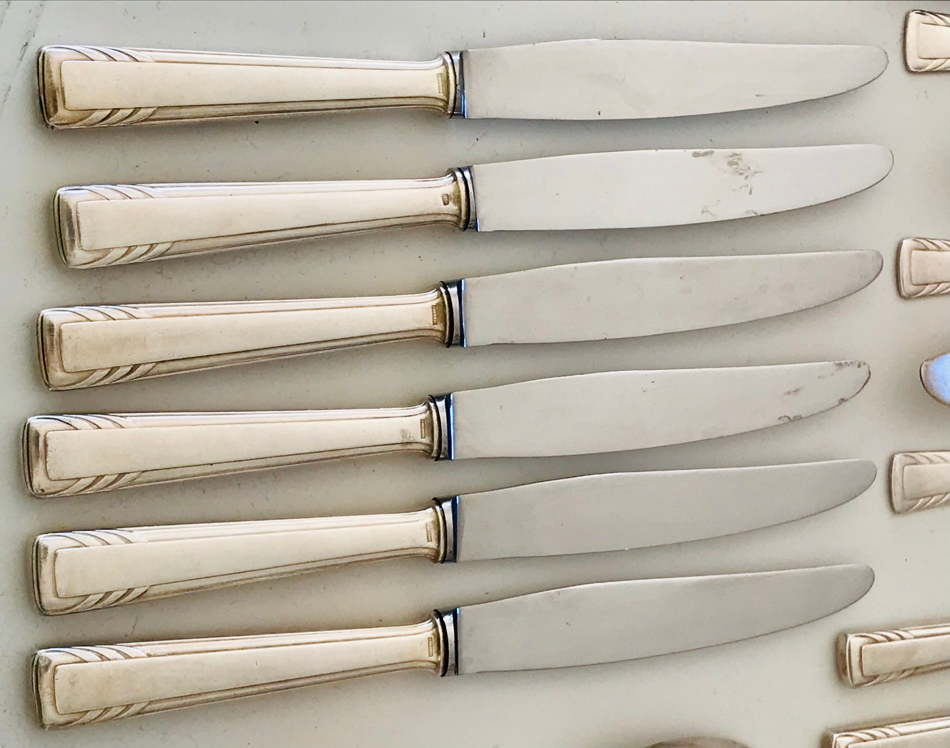 Silver metal art deco cutlery set J.Perrin