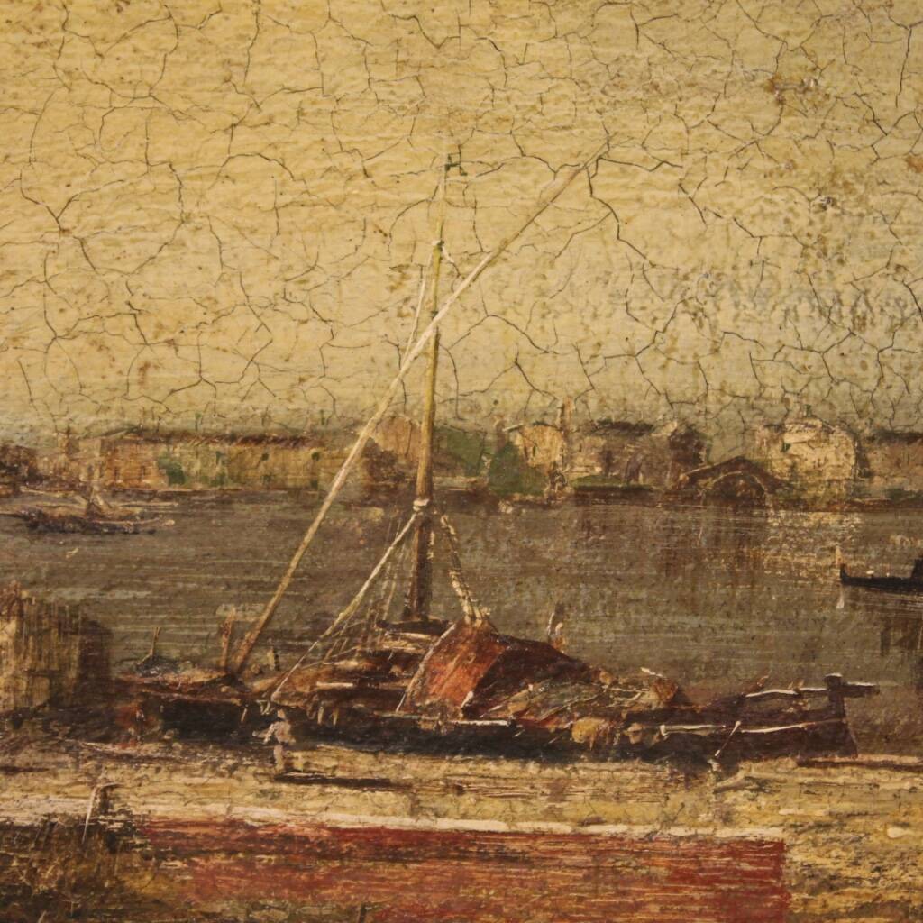 Italian seascape painting oil on canvas