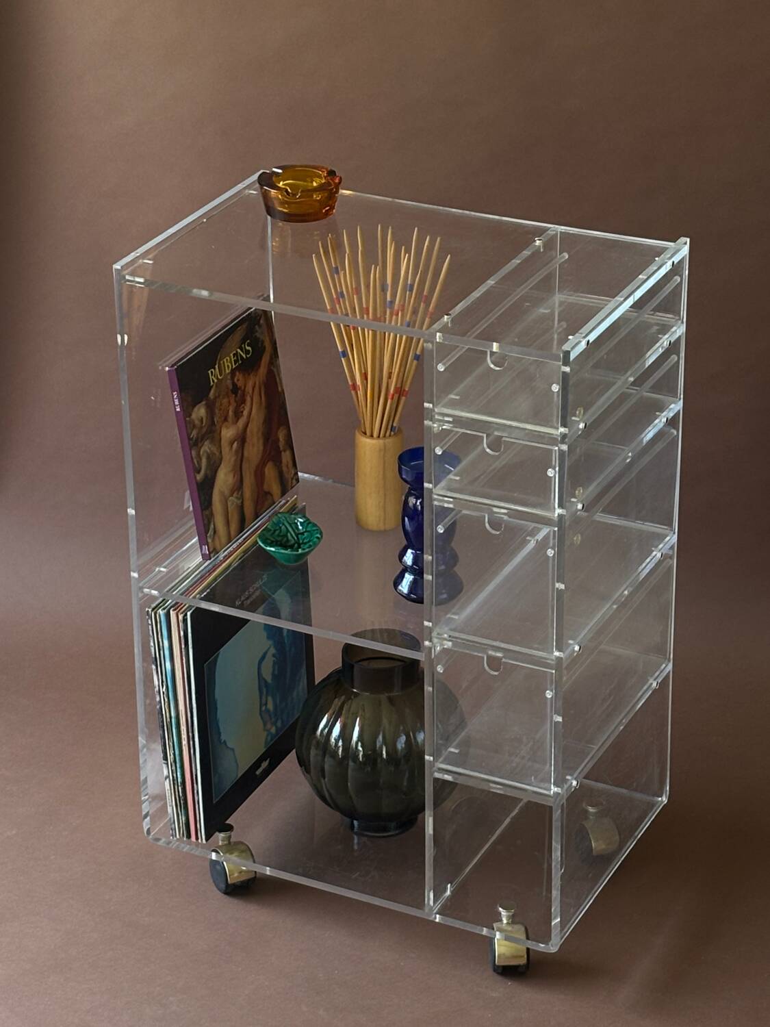 1970s acrylic furniture on wheels