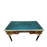 Empire style double-layered desk in mahogany and green leather