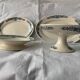 4 blue and white service dishes Alesia Longchamp Iron Land early 20th century