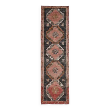 1970s Turkish Oushak Handmade Wool Cotton Orange Runner Rug 104x342