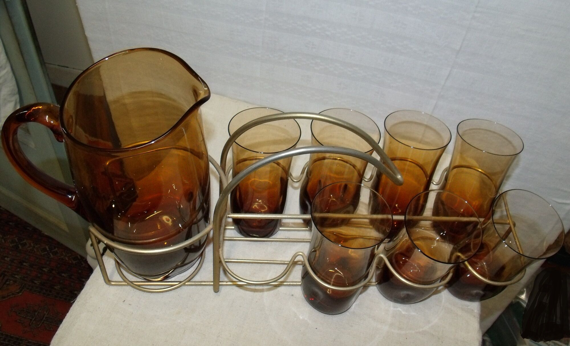 Orangeade in his 70s basket service pitcher glasses