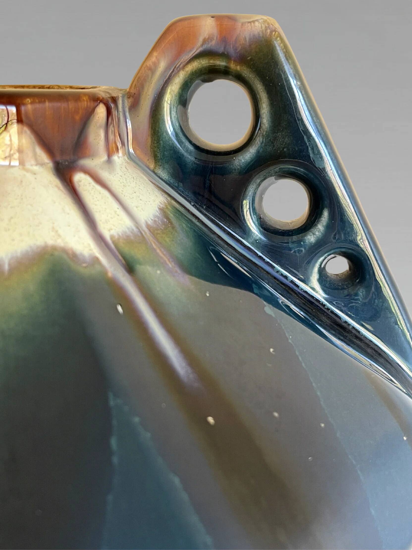 Art Deco vase in glazed ceramic attributed to Thulin, Belgium, 1930s.