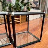 Glass and metal side tables