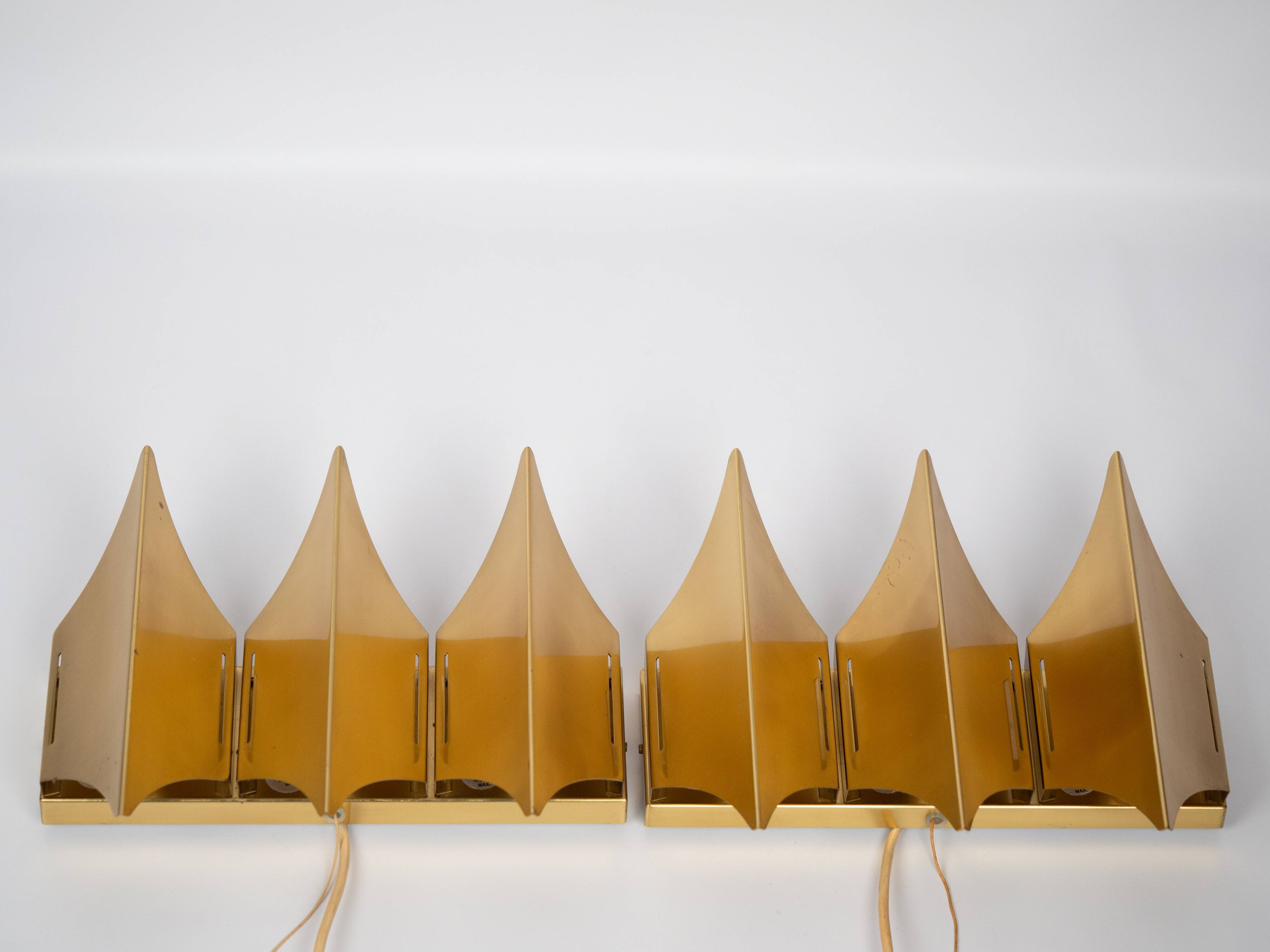 Paire de 2 appliques danoises Gothic 3 par Bent Karlby, Lyfa, années 1960