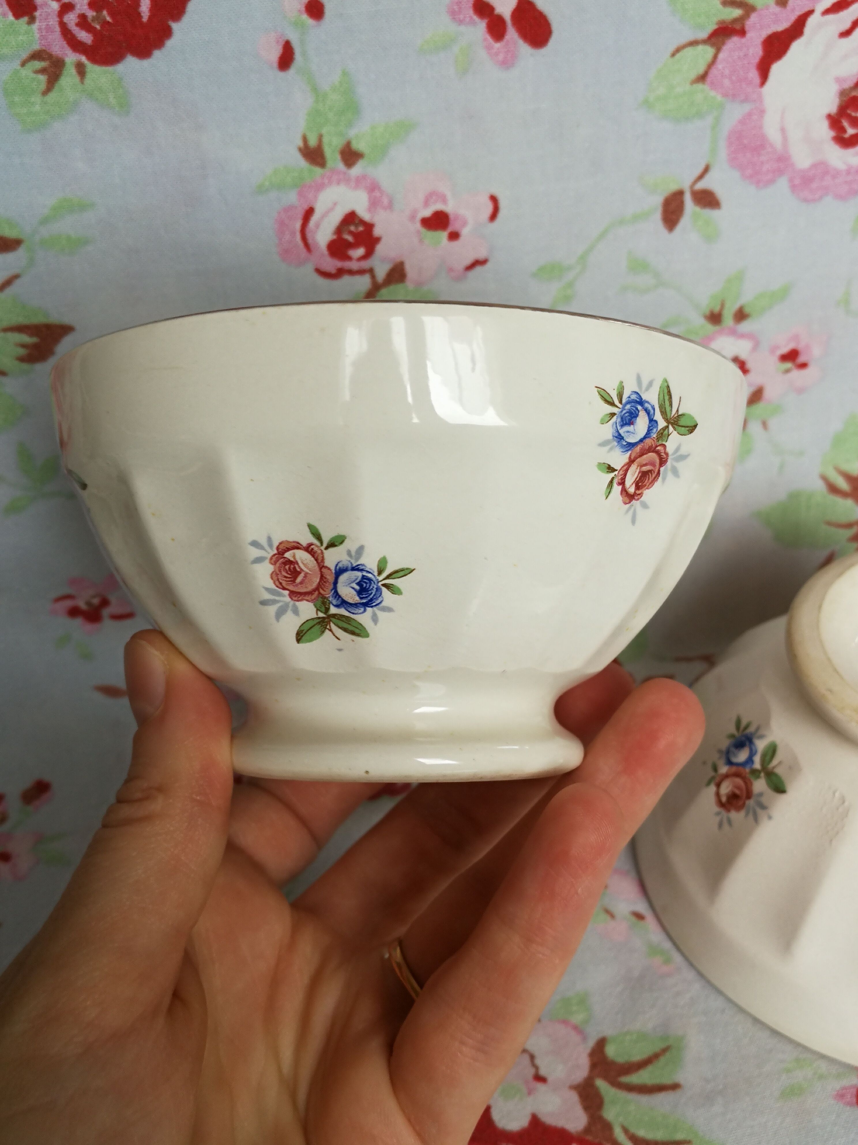 2 old Badonviller bowls to walk with vintage flowers