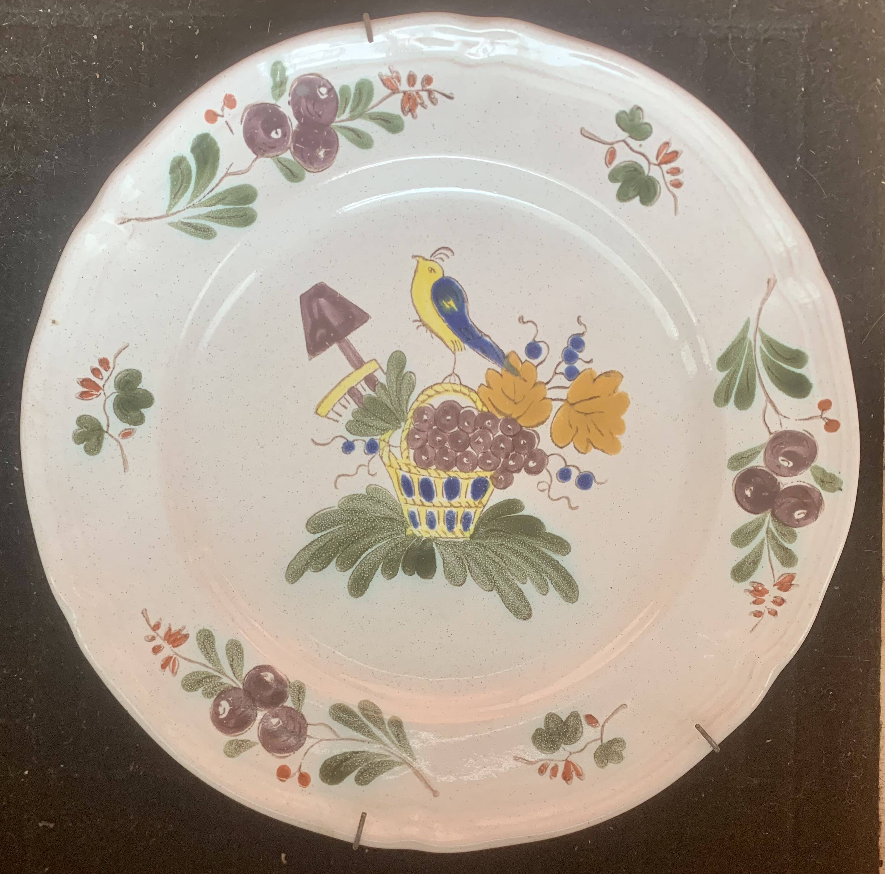 Strasbourg Earthenware Plate? Bird on a Basket