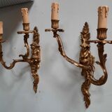 Pair of bronze wall lamp with chinese pattern