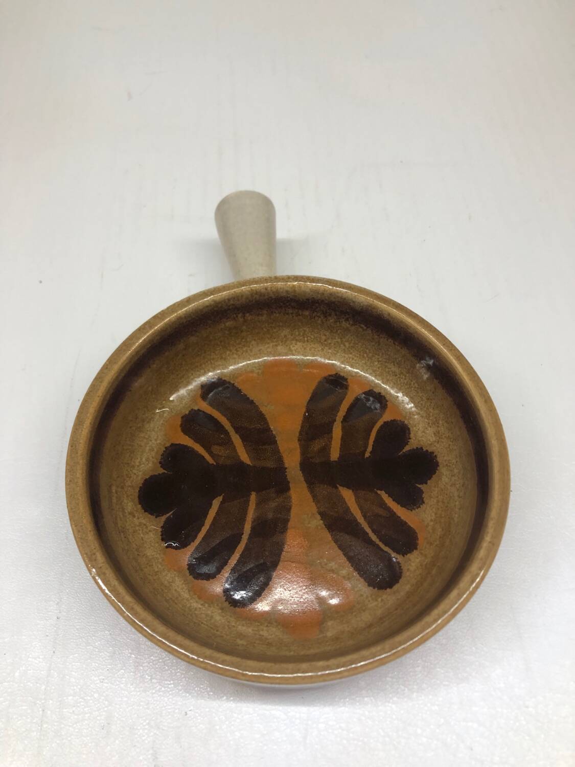 Set of 3 ceramic caquelon dishes from Pornic, Palmyre decor