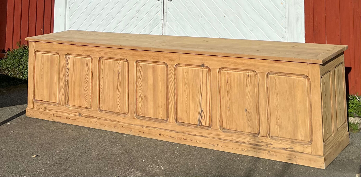 Large antique counter - solid raw wood tradesman's furniture