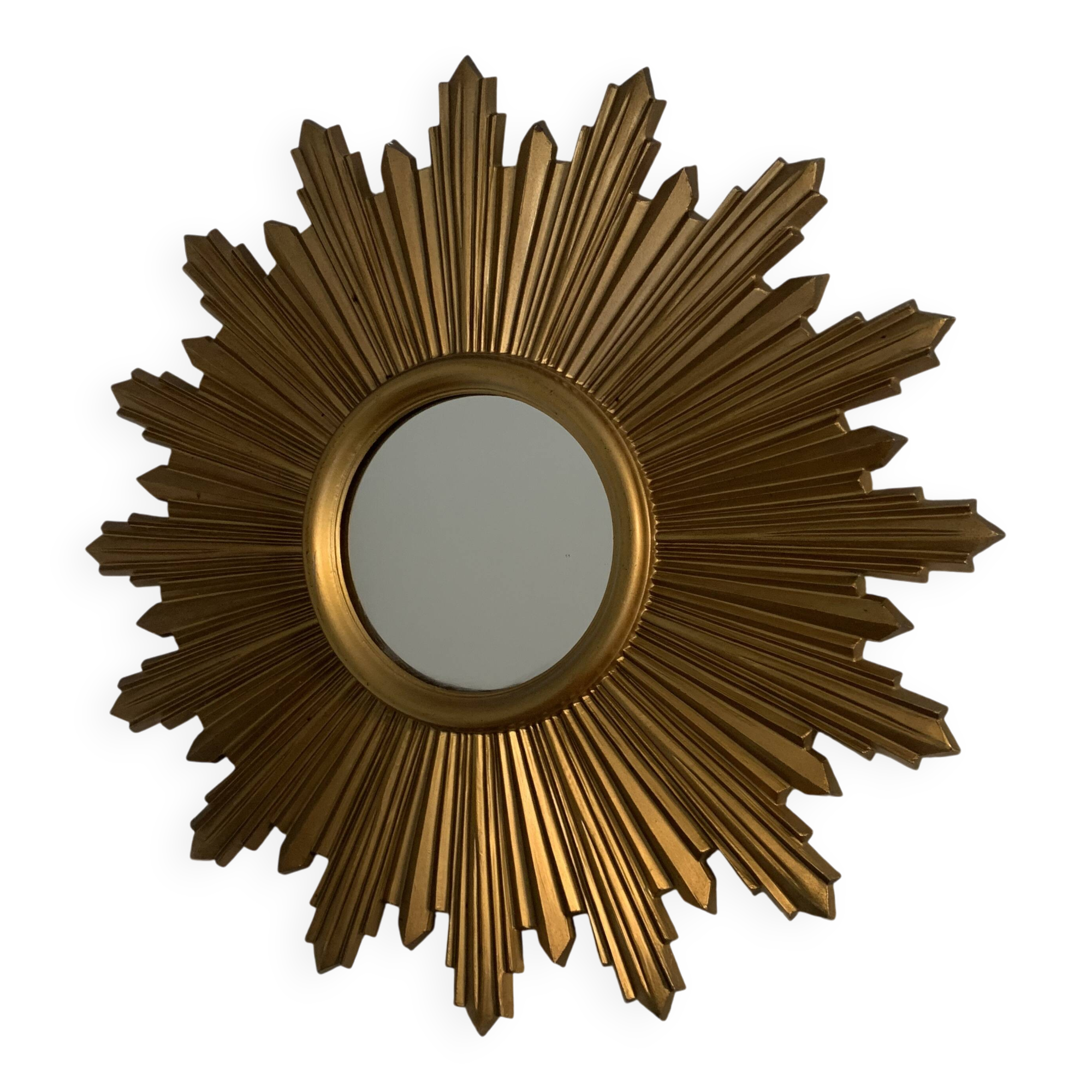 Vintage 1970s gold plastic sun mirror - 44 cm