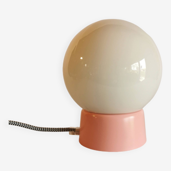 Lampe salon chevet bureau vintage opaline blanche "Malabar"