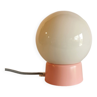 Lampe salon chevet bureau vintage opaline blanche "Malabar"