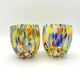 Set of 6 blown glass glasses with Murano murrine.