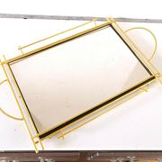 Plateau miroir acier doré design années 50-60