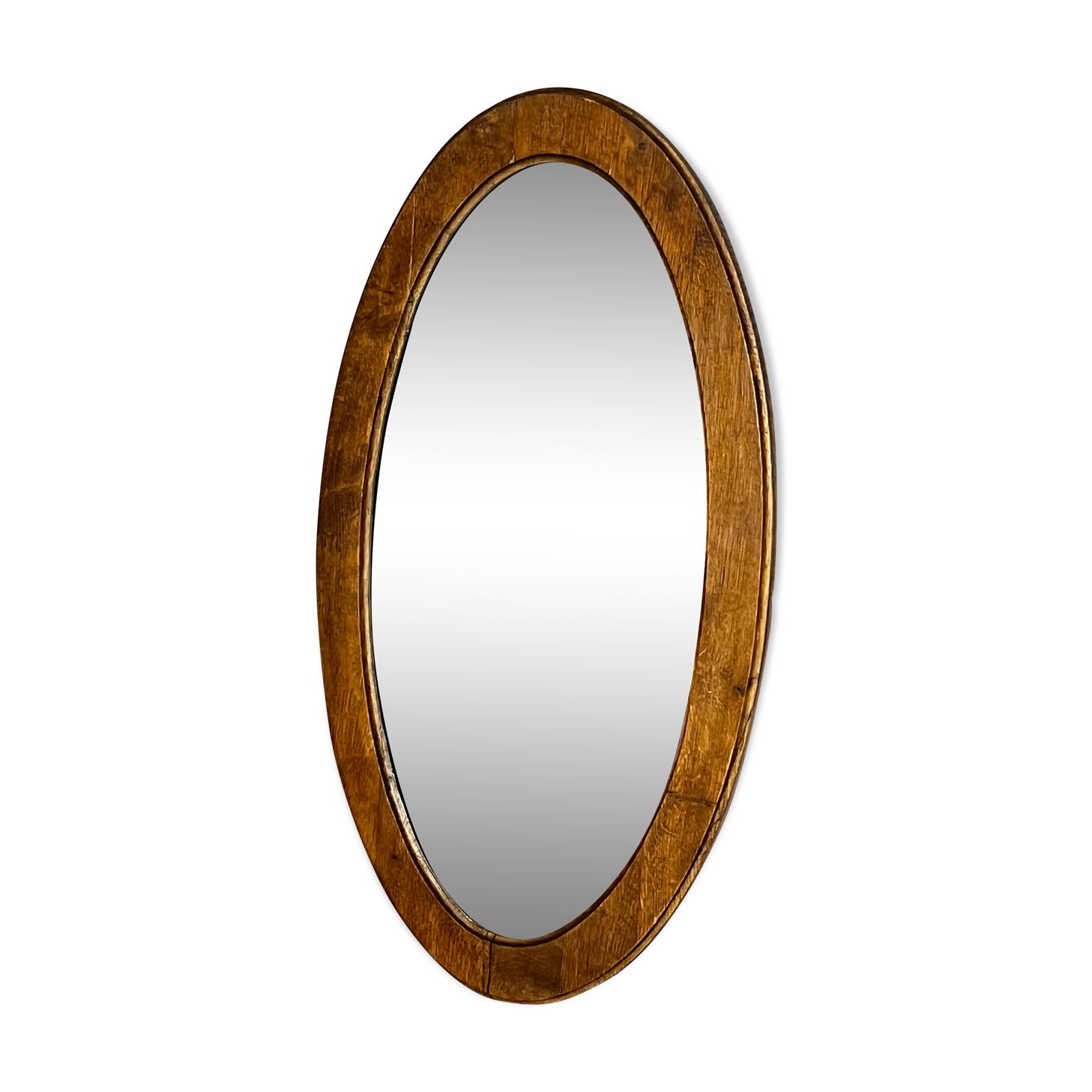 Miroir biseauté oval en bois, 93x54 cm